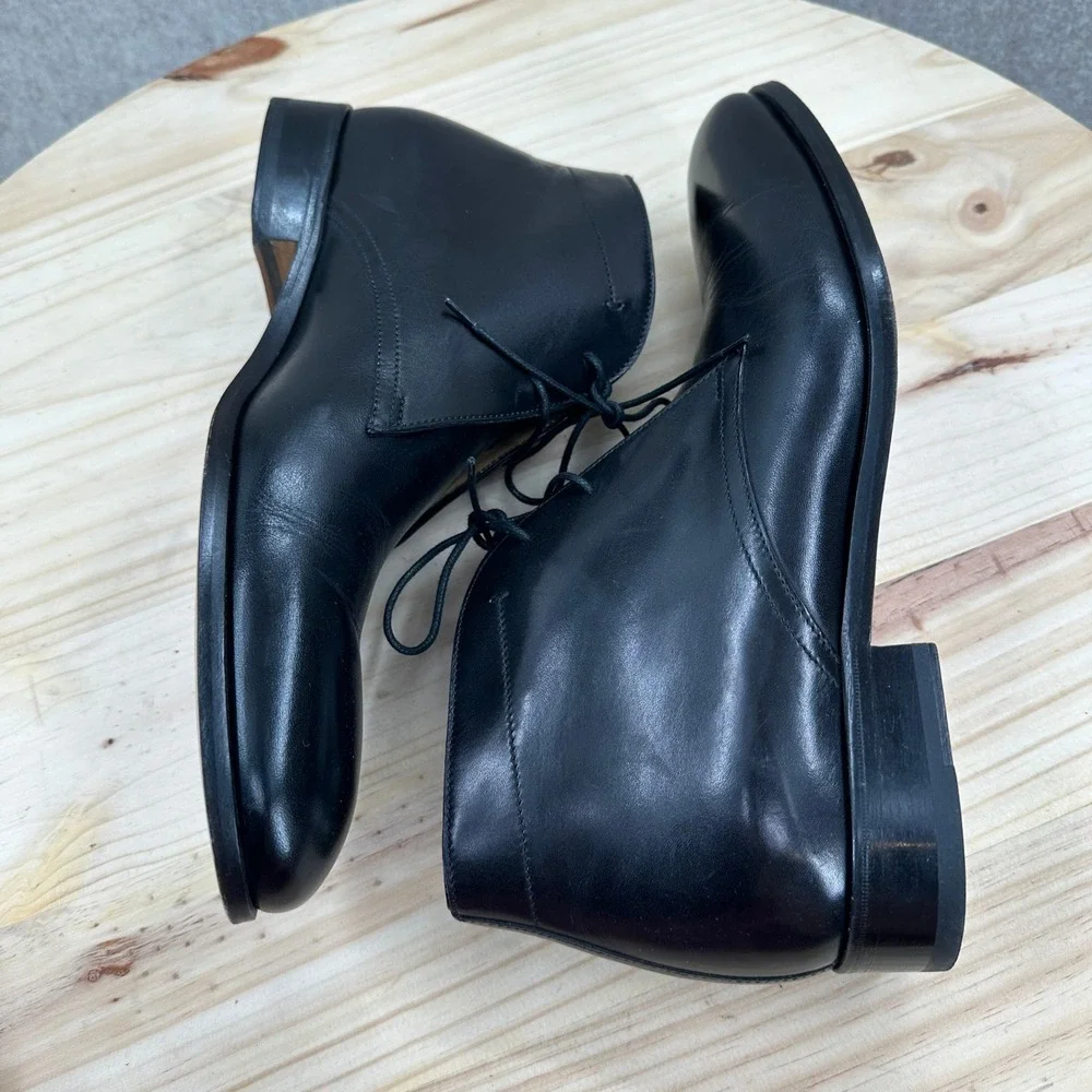 Ace Marks Black Leather Chukka Oxford Boots‎ 9 Ankle Dress Lace Almond Toe Shoes